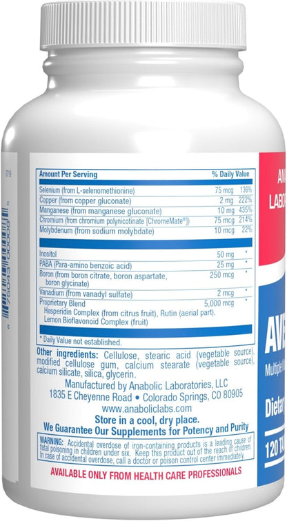 30-in-1 Adult Multivitamin with Iron - Antioxidant Rich Over 50 Multivitamin for Women and Men with Vitamins A C D E B Complex Zinc Magnesium Myo Inositol Citrus Bioflavonoids & More - 2 Month Supply