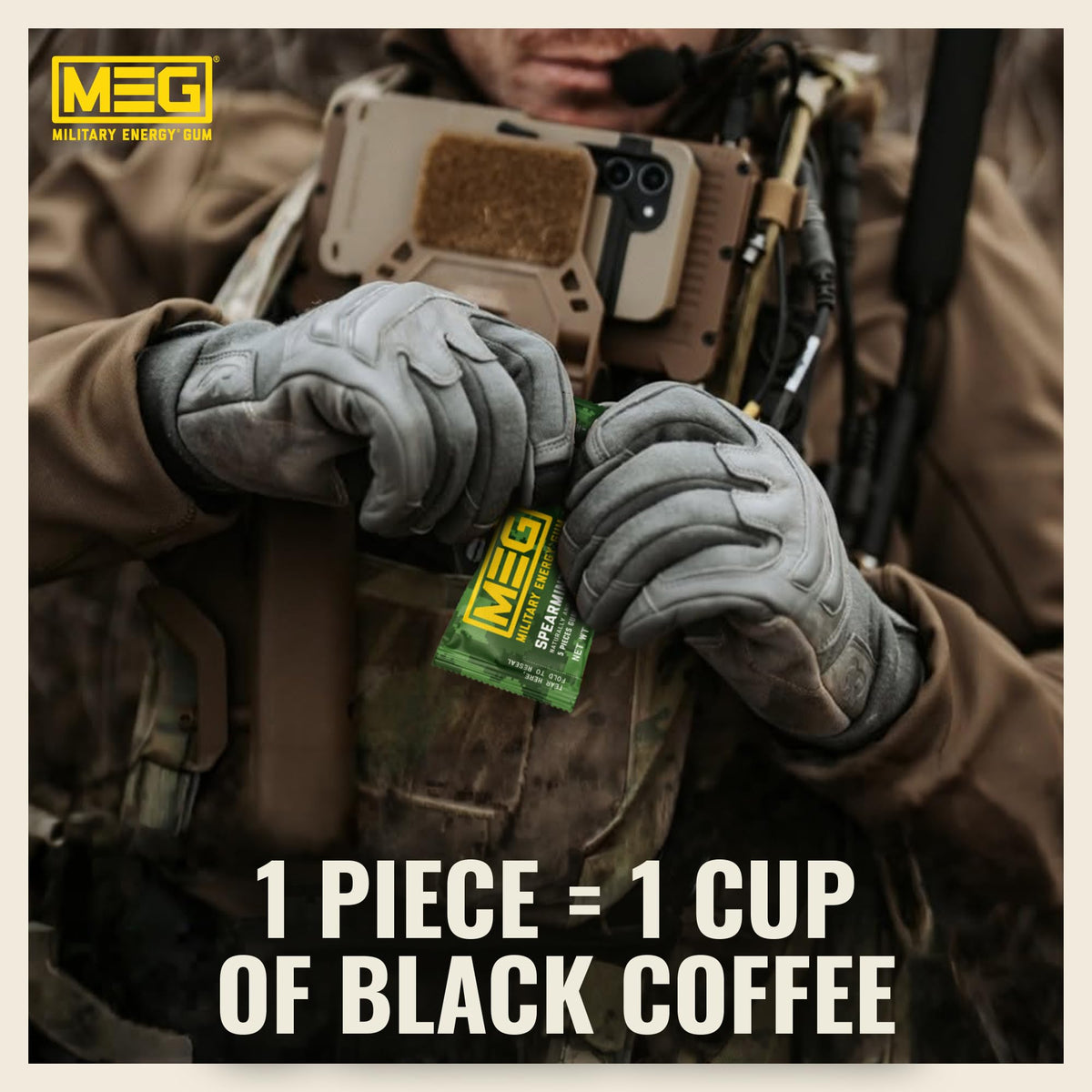 MEG Military Energy Gum, Multi Flavors | Caffeine Gum - Pack of 3, 15 Count