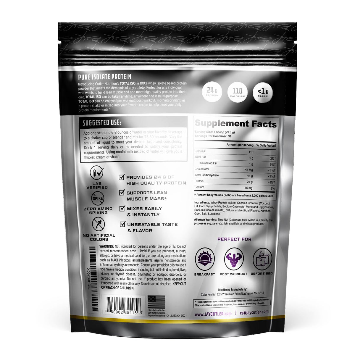 Total ISO Whey Isolate Protein Powder: Best Tasting Whey Protein Shake Featuring 100%