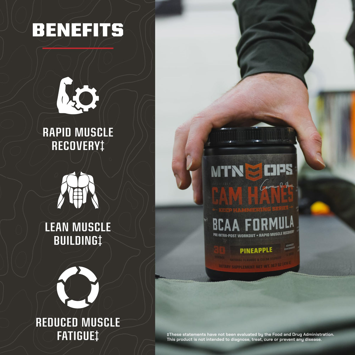MTN OPS BCAA Powder for Muscle Recovery, Strawberry Dragonfruit