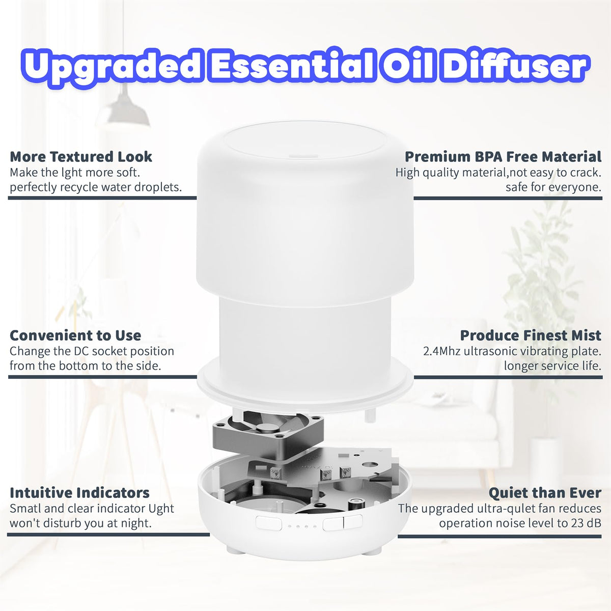 Otheya Scent Essential Oil Diffuser 2 Pack 200 ML Ultrasonic Cool Mist Humidifiers and Aroma Diffuser