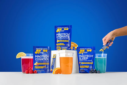 MagTech Magnesium Cognition Powder with Lions Mane and Bacopa, 14 Servings | Magtein L-Threonate, Glycinate and Taurate blend supports focus, mental clarity and brain health. Mix into water daily.