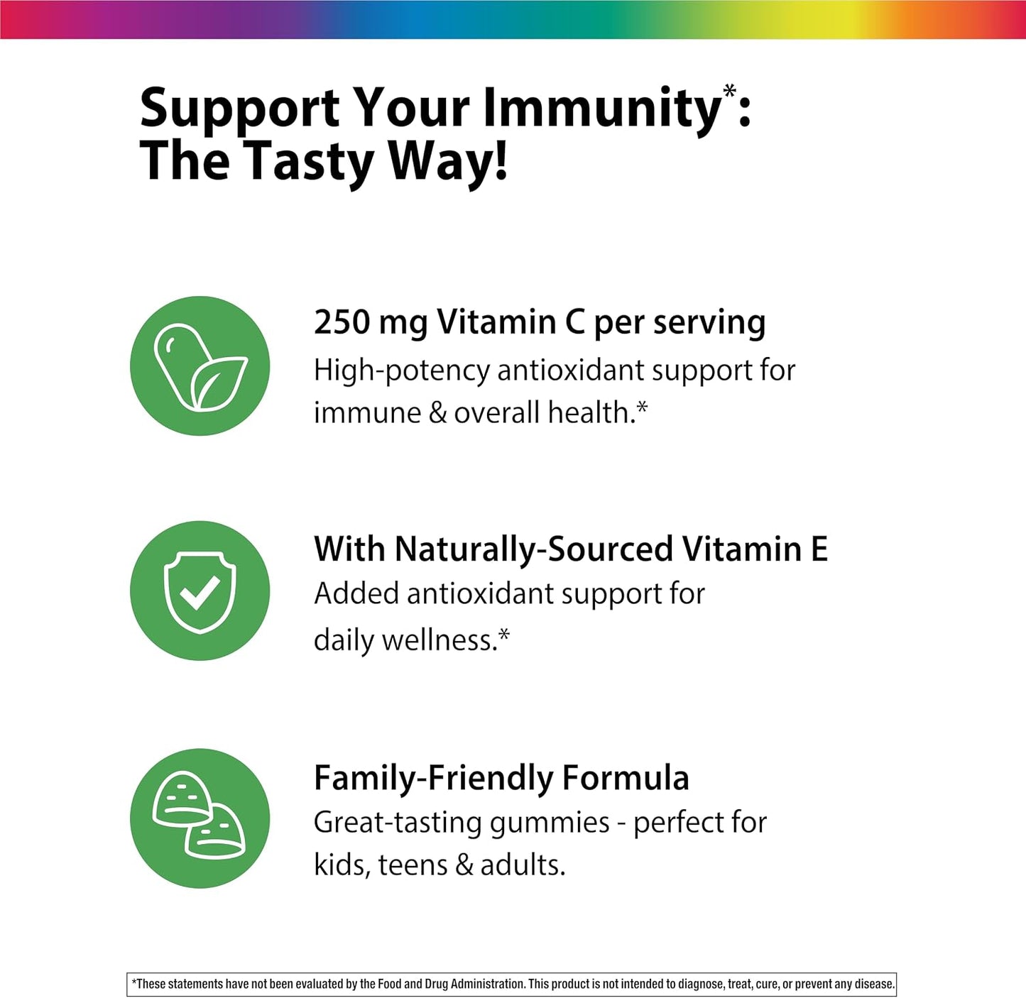 Rainbow Light Vitamin C Gummies | 60 Count | Citrus Flavored | with Vitamin E | Immune & Antioxidant Support for Adults and Kids