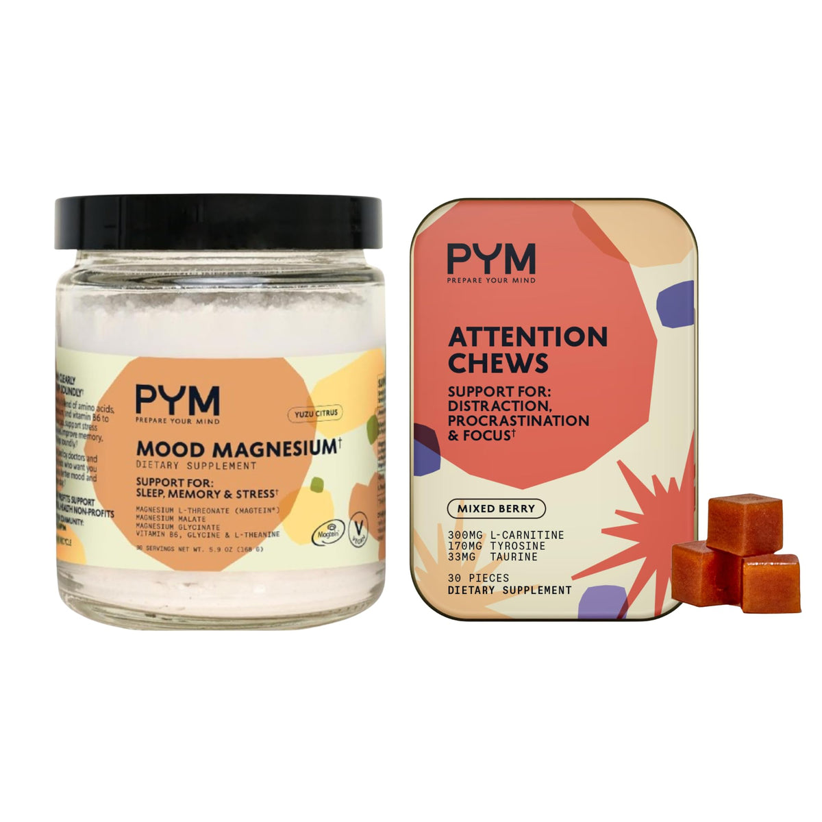 PYM Attention Chews, Mixed Berry (20 Count) | Energy and Focus Support