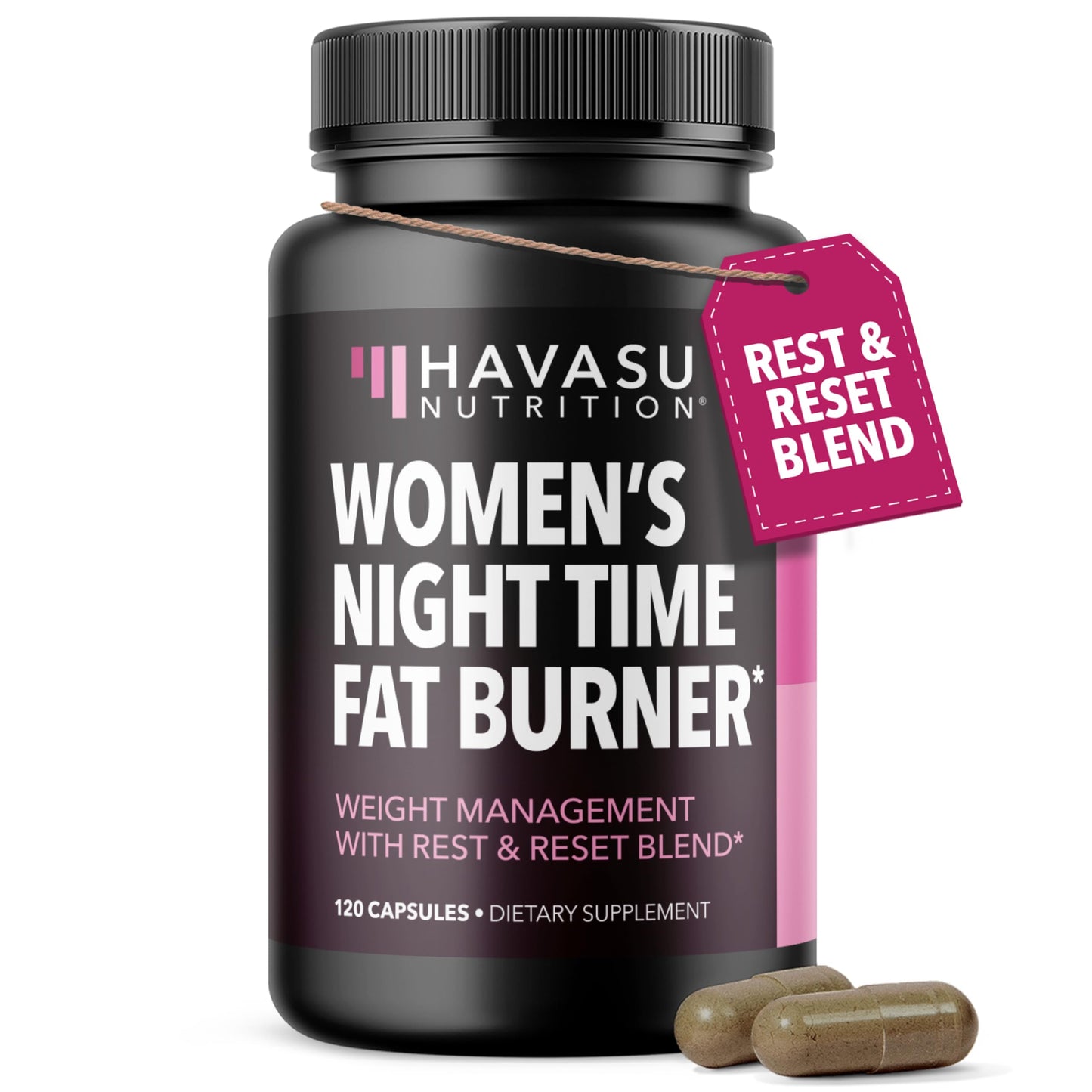 Night Time Fat Burner for Women, Belly Fat & Weight Loss Support, 60 Count | Appetite Suppressant and Overnight Metabolism Booster with Melatonin for Women, Vegan, Gluten Free, 60 Servings