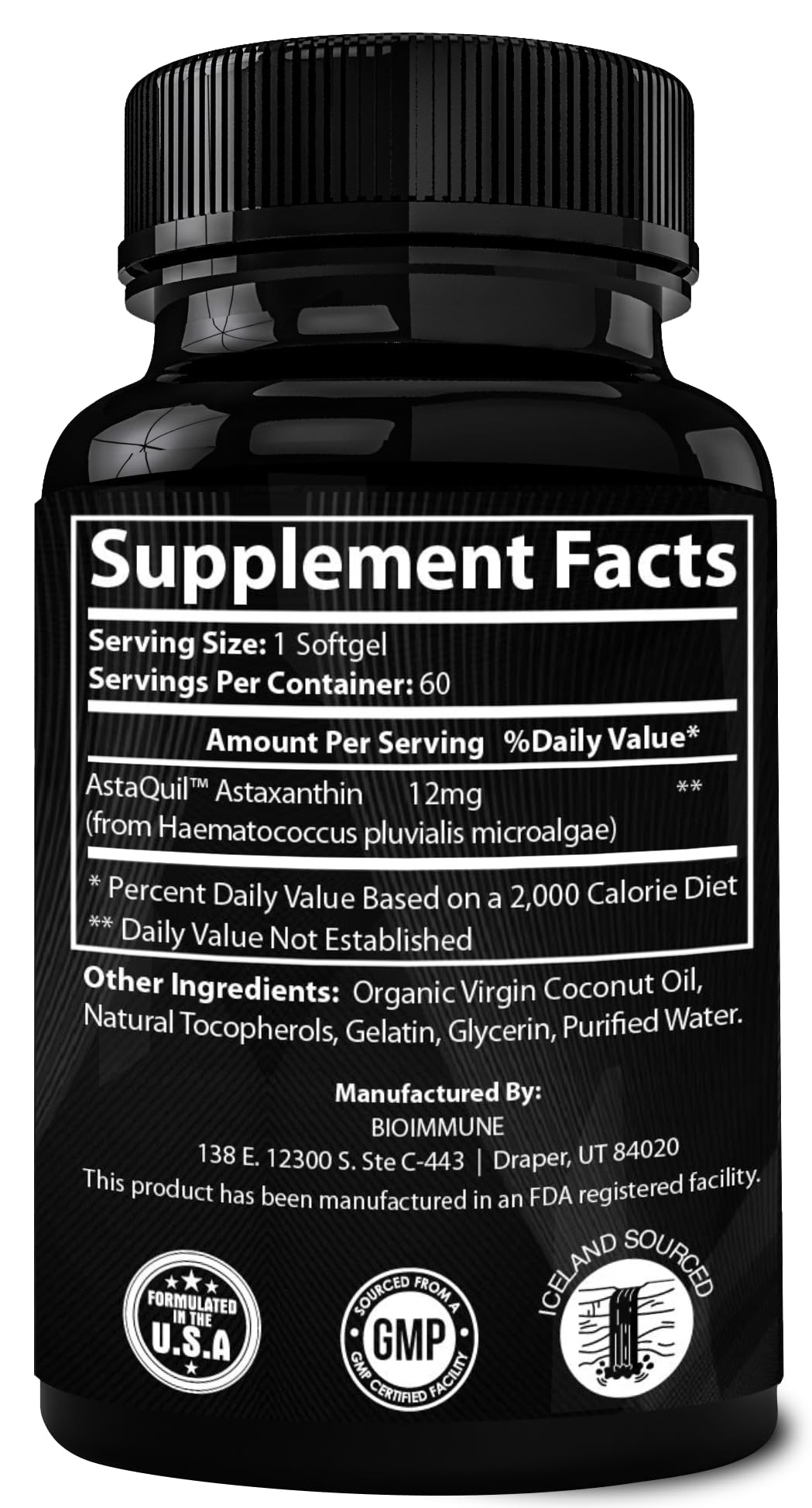 BioImmune 2 Pack Triple Strength AstaQuil™ Astaxanthin 12mg Enhanced Absorption, 120 Softgels w/Organic Coconut Oil. Powerful Antioxidant for Eye, Joint & Heart Health