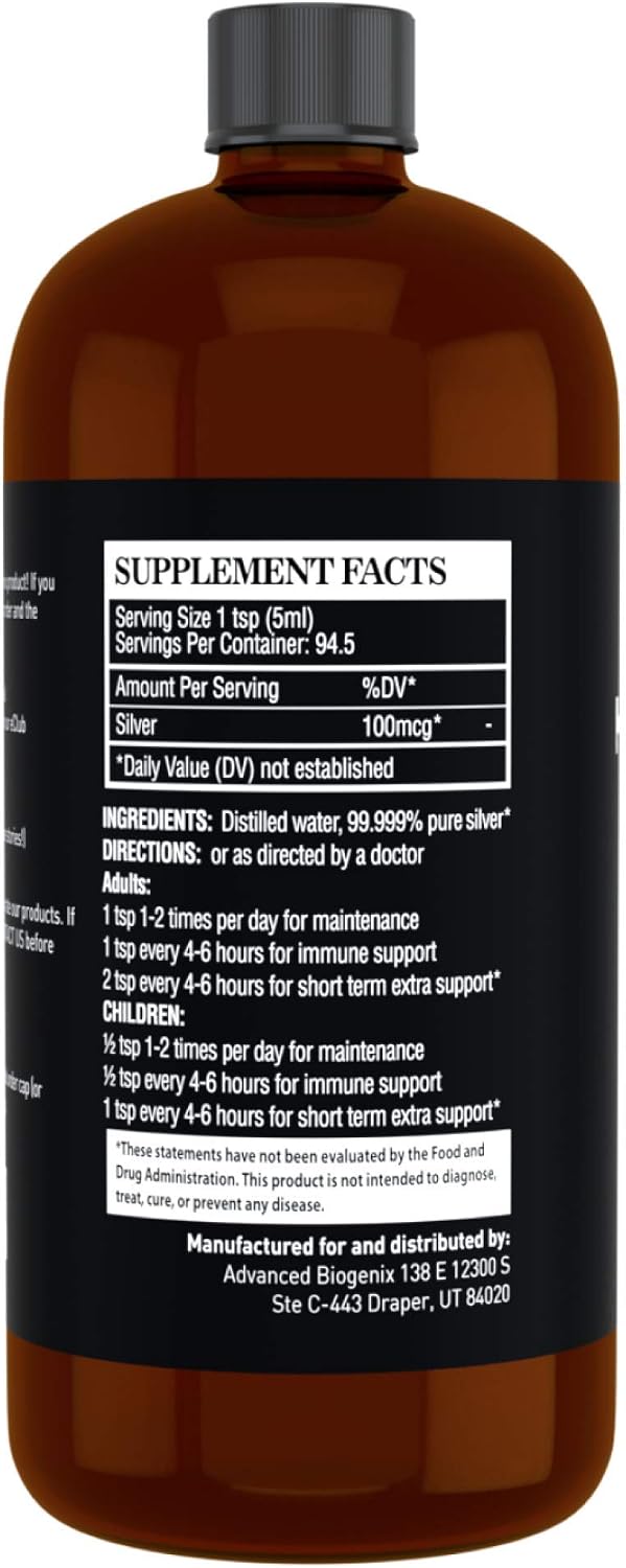 Pharmacist Recommended 16 oz Advanced Bionetix Colloidal Silver Hydrosol, All Natural & Promotes A Healthy Immune System. Colloidal Silver That Actually Works!