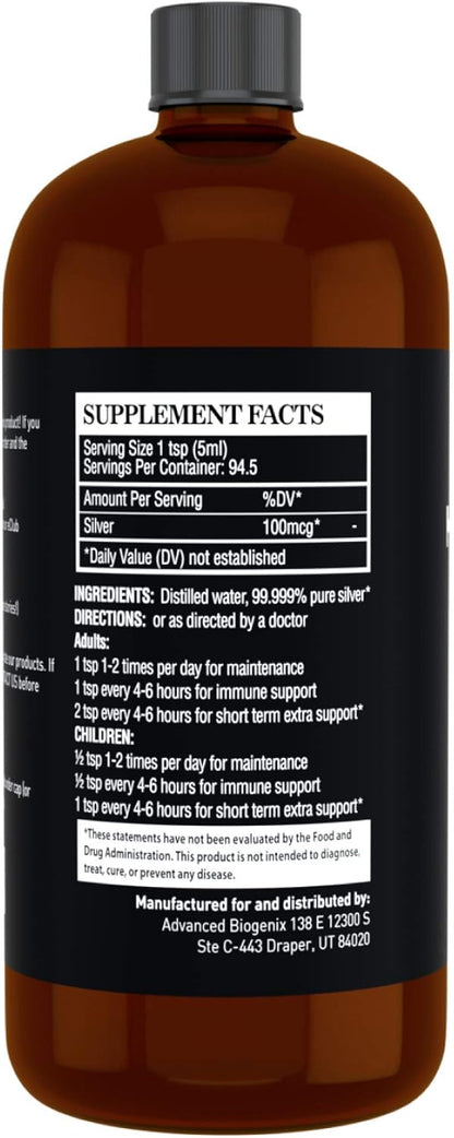 Pharmacist Recommended 16 oz Advanced Bionetix Colloidal Silver Hydrosol, All Natural & Promotes A Healthy Immune System. Colloidal Silver That Actually Works!
