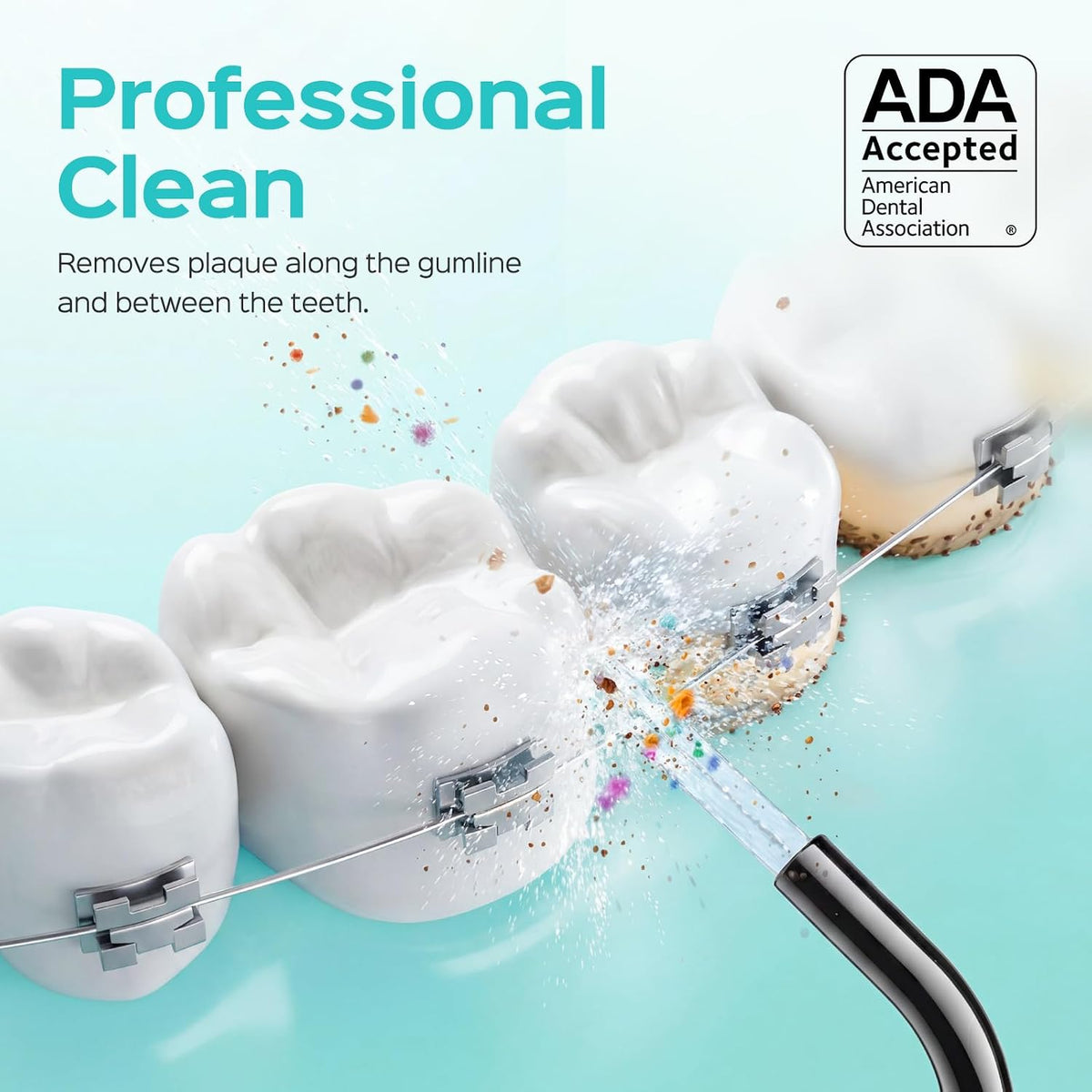 COSLUS ADA Accepted E40 Water Dental Flosser, 10 Pressure Levels, Black Pro