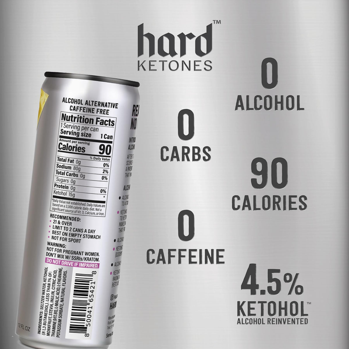 Hard Ketones Pina Colada Seltzer | Alcohol Alternative with 4% Ketohol | 12 Pack, 12 Oz