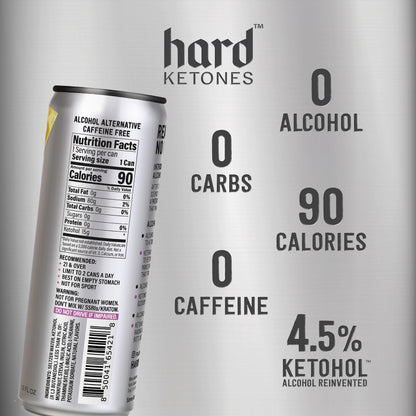 Hard Ketones Pina Colada Seltzer | Alcohol Alternative with 4% Ketohol | 12 Pack, 12 Oz
