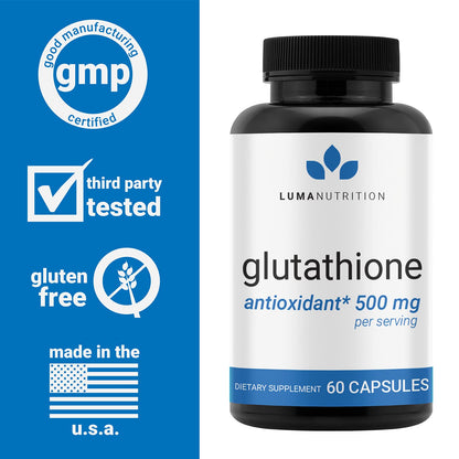 Premium Glutathione - Reduced Glutathione 500mg - Glutathione Supplement - L-Glutathione