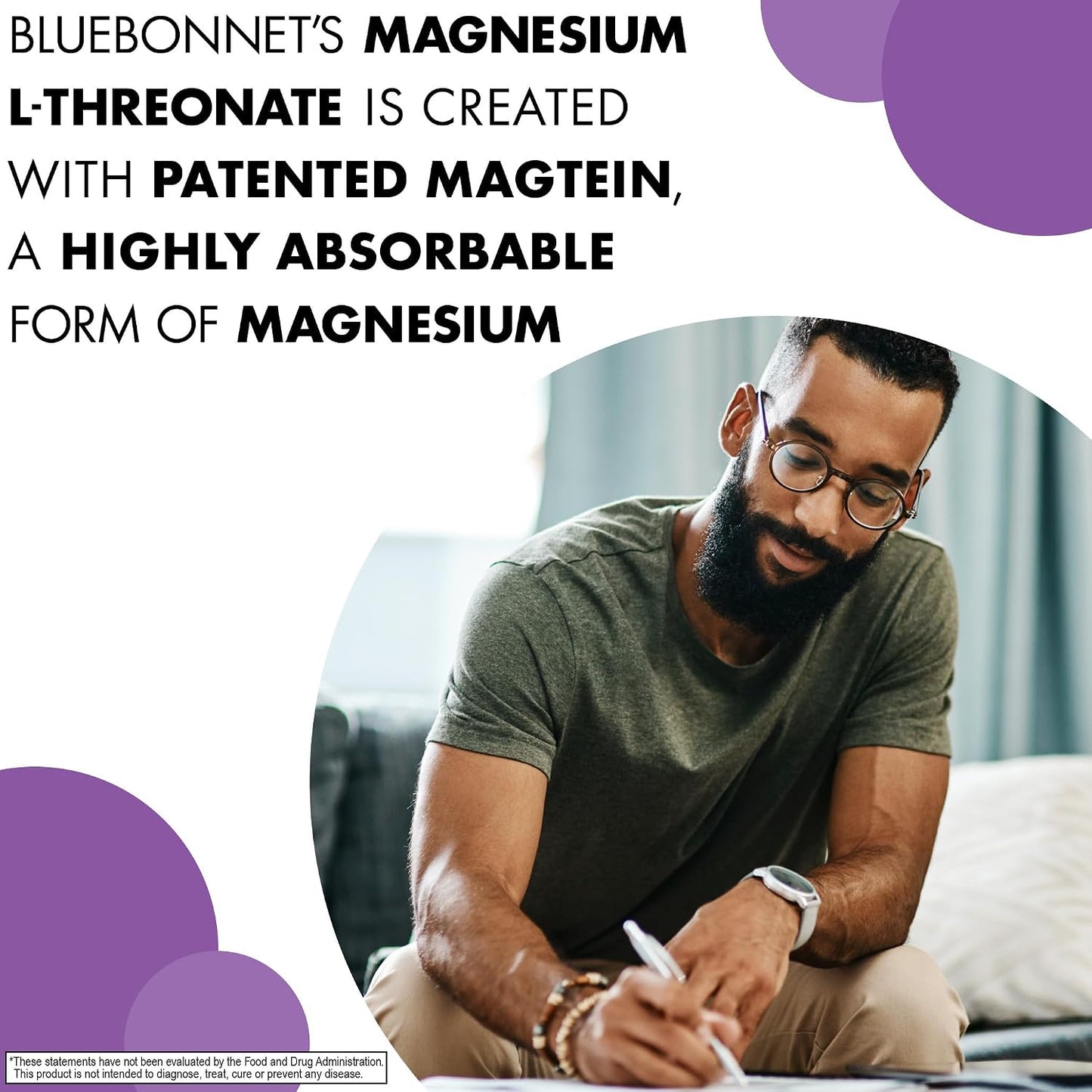 Bluebonnet Nutrition Magtein Magnesium L-Threonate, Brain Health*, Non-GMO, Vegan, Kosher Certified, Gluten-Free, Soy-Free, 90 Vegetable Capsules, 30 Servings