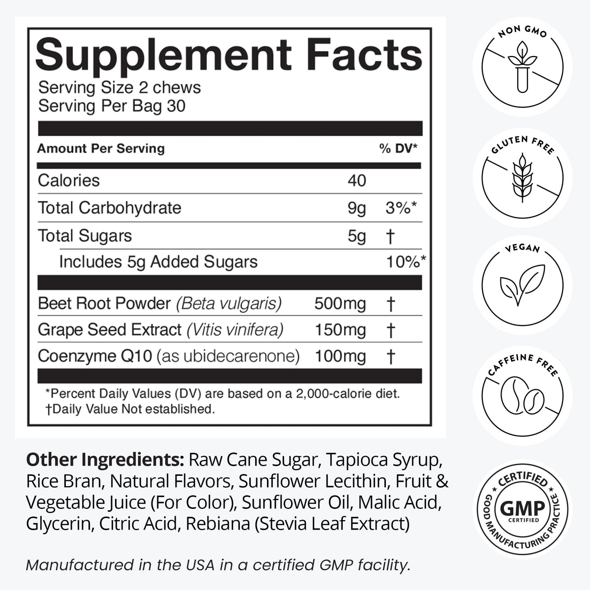 humanN SuperBeets Heart Chews Advanced - 100mg of CoQ10 Plus Beetroot & Grape