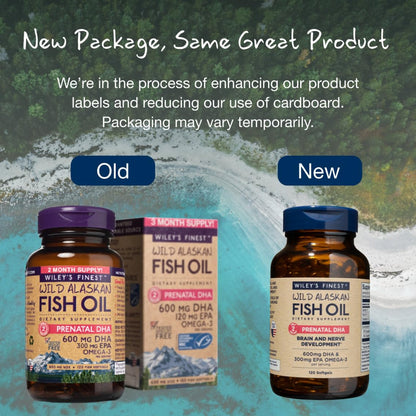 Wiley's Finest Wild Alaskan Fish Oil Prenatal DHA - 900mg EPA and DHA Omega-3s