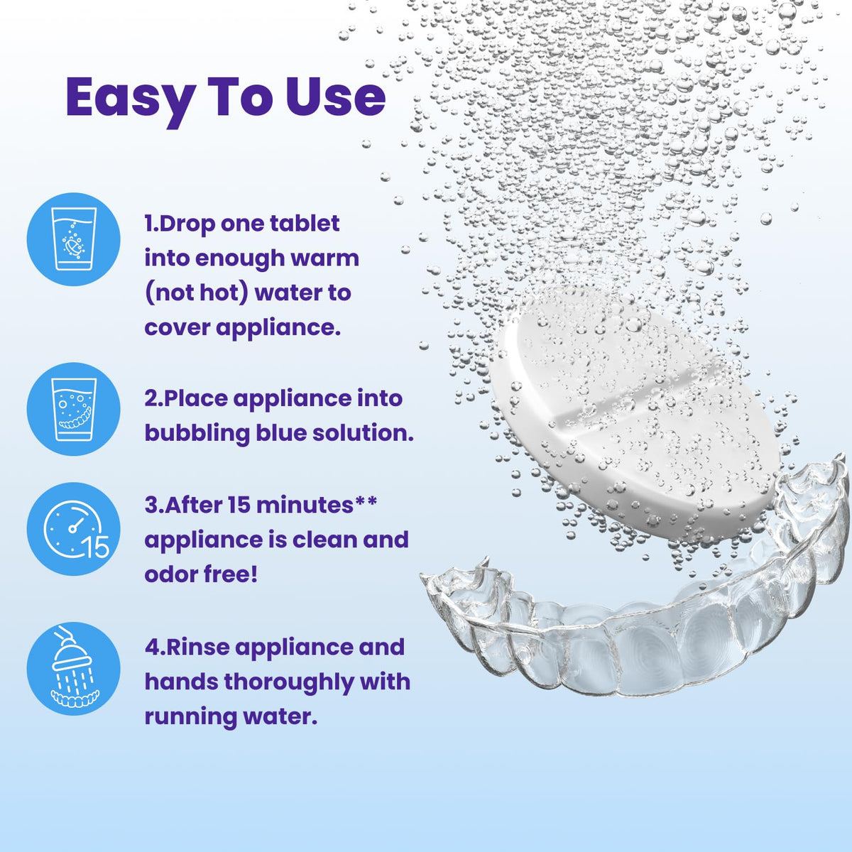 Retainer Brite – Aligner Cleaning Tablets for Invisalign, Mouth Guard Cleaner, Night Guard Cleaner and other Dental Appliances. FDA Registered and Made in USA. 192 Tablets – 6 Month Supply