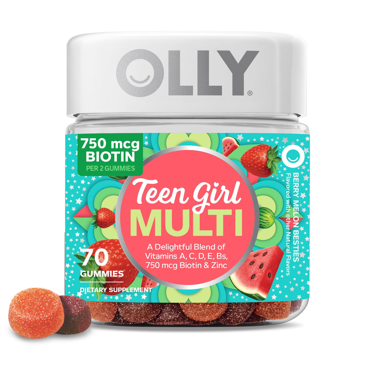 OLLY Teen Girl Multi Gummy, Healthy Skin and Immune Support*- 70 Count
