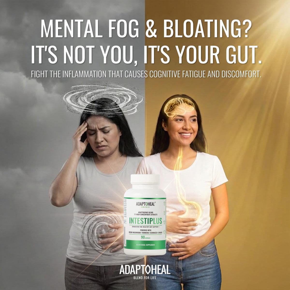 ADAPTOHEAL Intestiplus Adaptogen Gut Support Turmeric (180 Caps)
