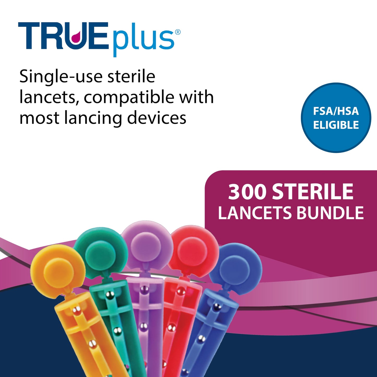 TRUEplus Single-Use Sterile Lancets Bundle, 28G, 300 Pack | Blood Lancets (Sterile, 28G, 4 cm total length) and TRUEplus Log Book, Supplies for Blood Glucose Testing at Home