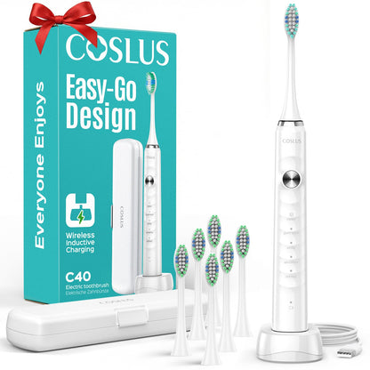 COSLUS C40 Sonic Electric Toothbrush for Adults & Family, Black, 1PC