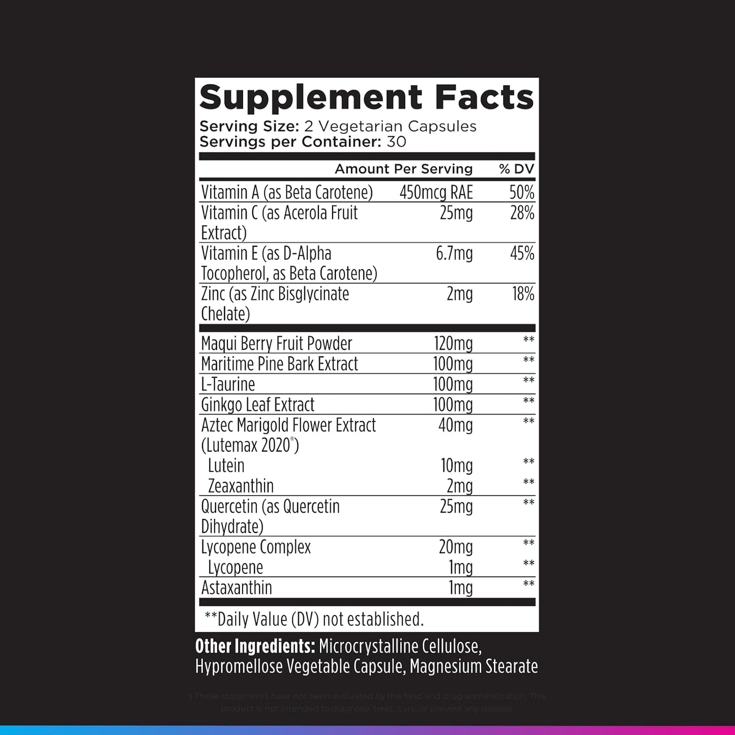 Livingood Daily Eye Support, 13-in-1 Vision Supplement with Lutein, Zeaxanthin, Astaxanthin, Vitamin A, Lycopene, Maqui Berry & More, Promotes Healthy Eyes, Blue Light Protection, Vegan, 60 Capsules