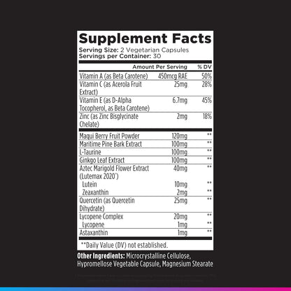 Livingood Daily Eye Support, 13-in-1 Vision Supplement with Lutein, Zeaxanthin, Astaxanthin, Vitamin A, Lycopene, Maqui Berry & More, Promotes Healthy Eyes, Blue Light Protection, Vegan, 60 Capsules