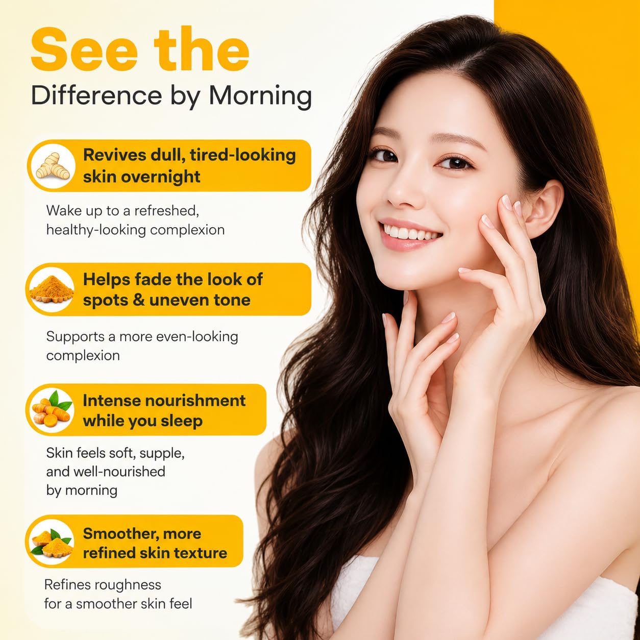 Kojic Acid Turmeric Face Mask — 36-in-1 Kojic Acid Overnight Mask(34ml x 5) | Non-Sticky, Lightweight Kojic Acid Face Mask for Glass Glow Skin, Hydration, Moisture Barrier Support, Improved Skin Texture