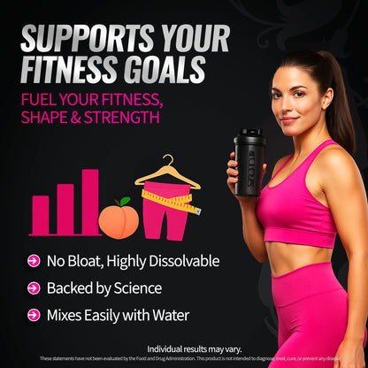 Bold Buns Creatine for Women – Supplement with Collagen & BCAA – Supports Muscle Development, Post-Workout Recovery, Skin Elasticity, Healthy Hair & Nail (30 Servings, Unflavored)