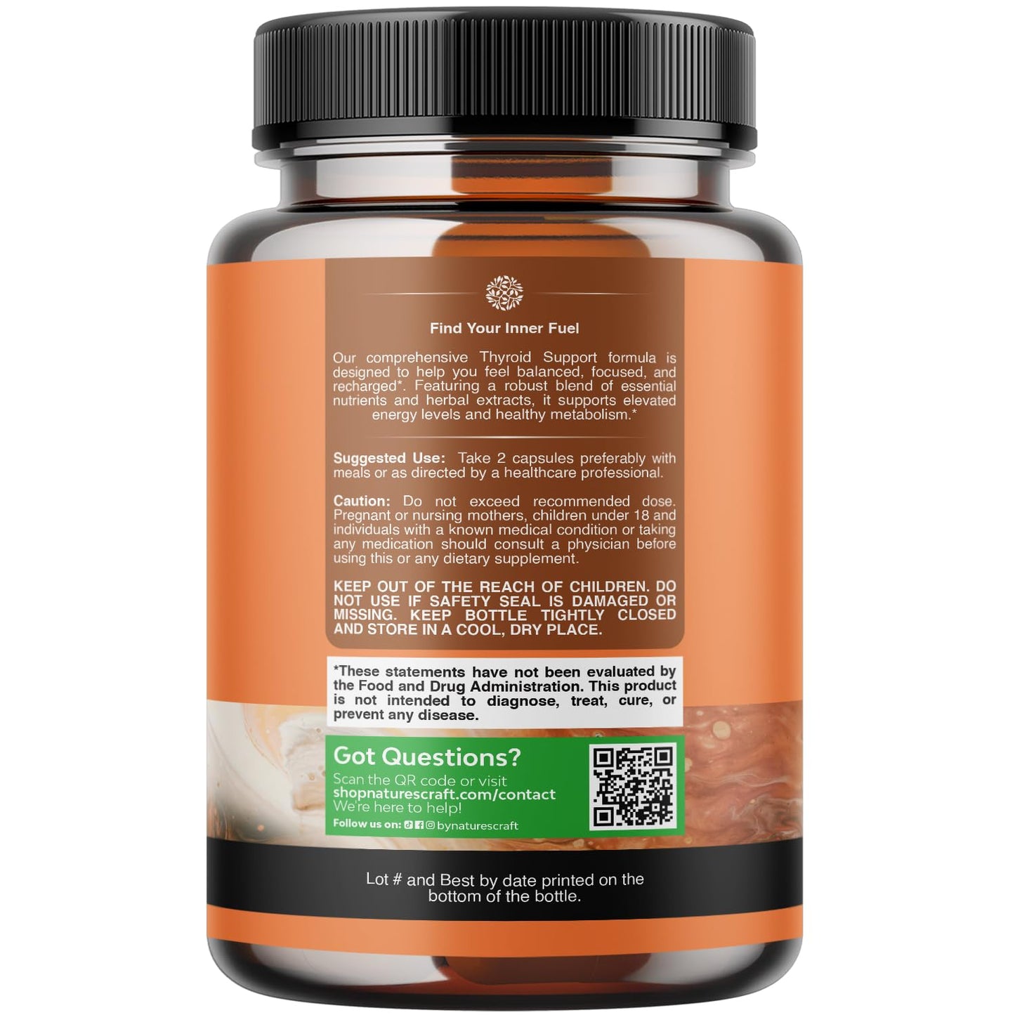 Natures Craft Herbal Thyroid Support Complex - Potent Kelp Iodine Supplement with L Tyrosine, Bladderwrack, Selenium & Ashwagandha for Hormone Balance - Mood & Energy Dietary Pills - 60 Count