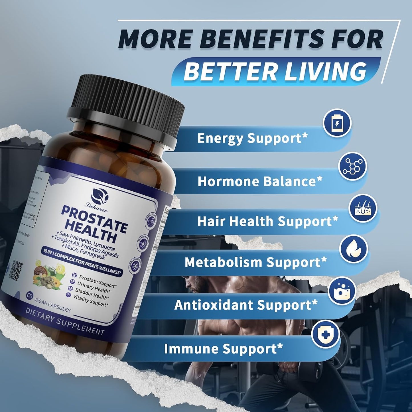 Prostate Health Supplements for Men - 18 in 1 Saw Palmetto with Pumpkin Seed & Nettle - Advanced DHT Blocker - Urinary Tract Health Support - with Ashwagandha, Reishi, 2 Pack