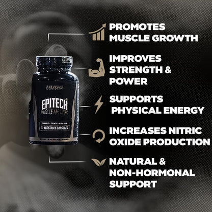 Epitech® Epicatechin Supplement – Natural Myostatin Inhibitor for Muscle Growth, Optimally Dosed, Added BioPerine® for Maximum Absorption, Boosts Endurance, Nitric Oxide & Recovery – 90 Servings