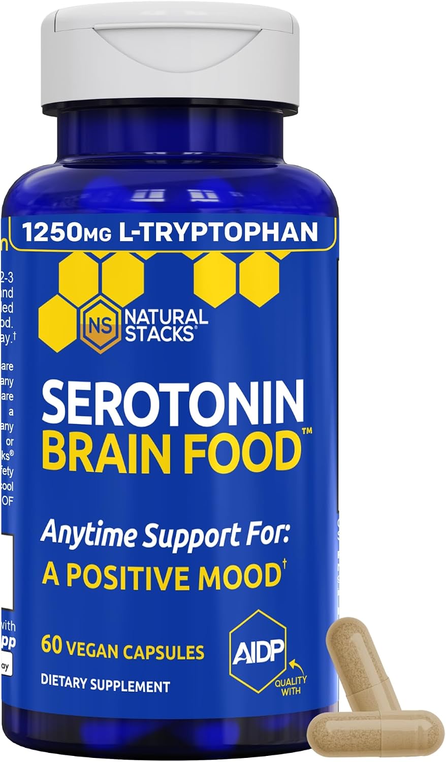NATURAL STACKS Acetylcholine Brain Food & Serotonin Brain Food Bundle - Supports a Positive Mood & Cognitive Function* - 120 Total Capsules
