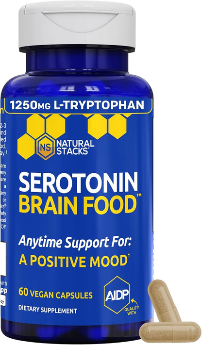 NATURAL STACKS Serotonin Brain Food + Dopamine Brain Food Bundle - Supports a Positive Mood & Mental Drive* - 120 Total Capsules