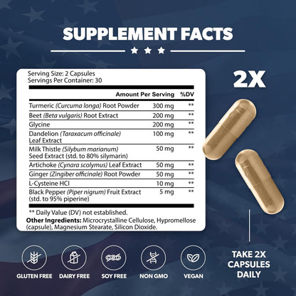 Liver Nurture | Liver Support Supplement | Liver Health Supplement, Milk Thistle, Artichoke, Dandelion, Beet Root, Turmeric, 30 Days Supply, 60 Capsules