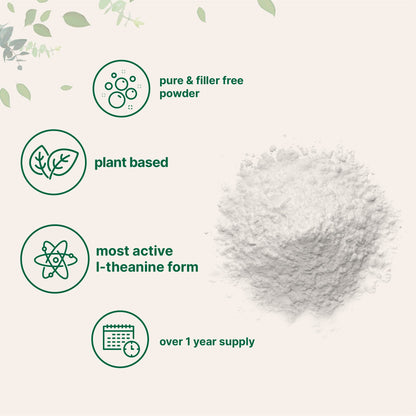 Pure L-Theanine Powder, 100 Grams (1 Year Supply), Filler Free, No GMOs and Vegan