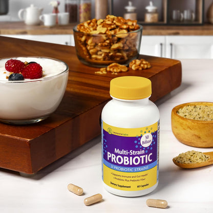 InnovixLabs Probiotic & Magnesium Bundle Multi-Strain Probiotic (60 Time-Release Capsules) Advanced Magnesium (150 Time-Release Capsules). Helps Support Immune and Gut Health. *