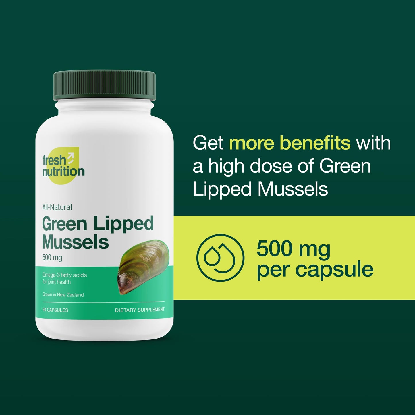 Green Lipped Mussel Capsules - Strongest DNA Verified from New Zealand - Perna Canaliculus Omega Supplement - May Promote Healthy Joints - 90 Capsules