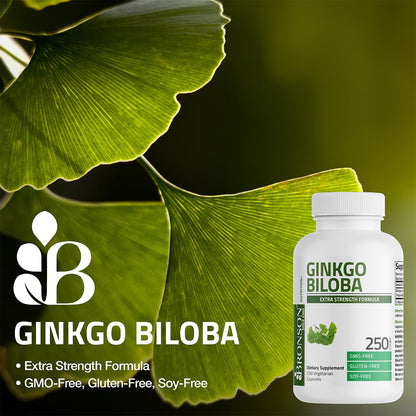 Bronson Ginkgo Biloba Extra Strength Brain & Memory Support 120 Capsules | Vegetarian, Non-GMO, Gluten Free, Soy Free, Memory, Cognitive & Brain Health Support