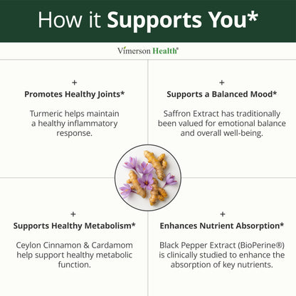 Saffron Supplements w/Saffron Extract 89mg + 1000mg Turmeric Curcumin 60Ct