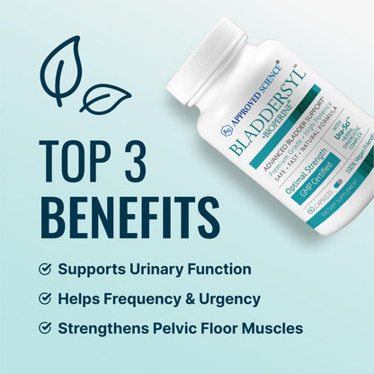 Approved Science Bladdersyl - Urinary Incontinence, Bladder Support - High Absorption - 60 Capsules - Pack of 1 - Vegan