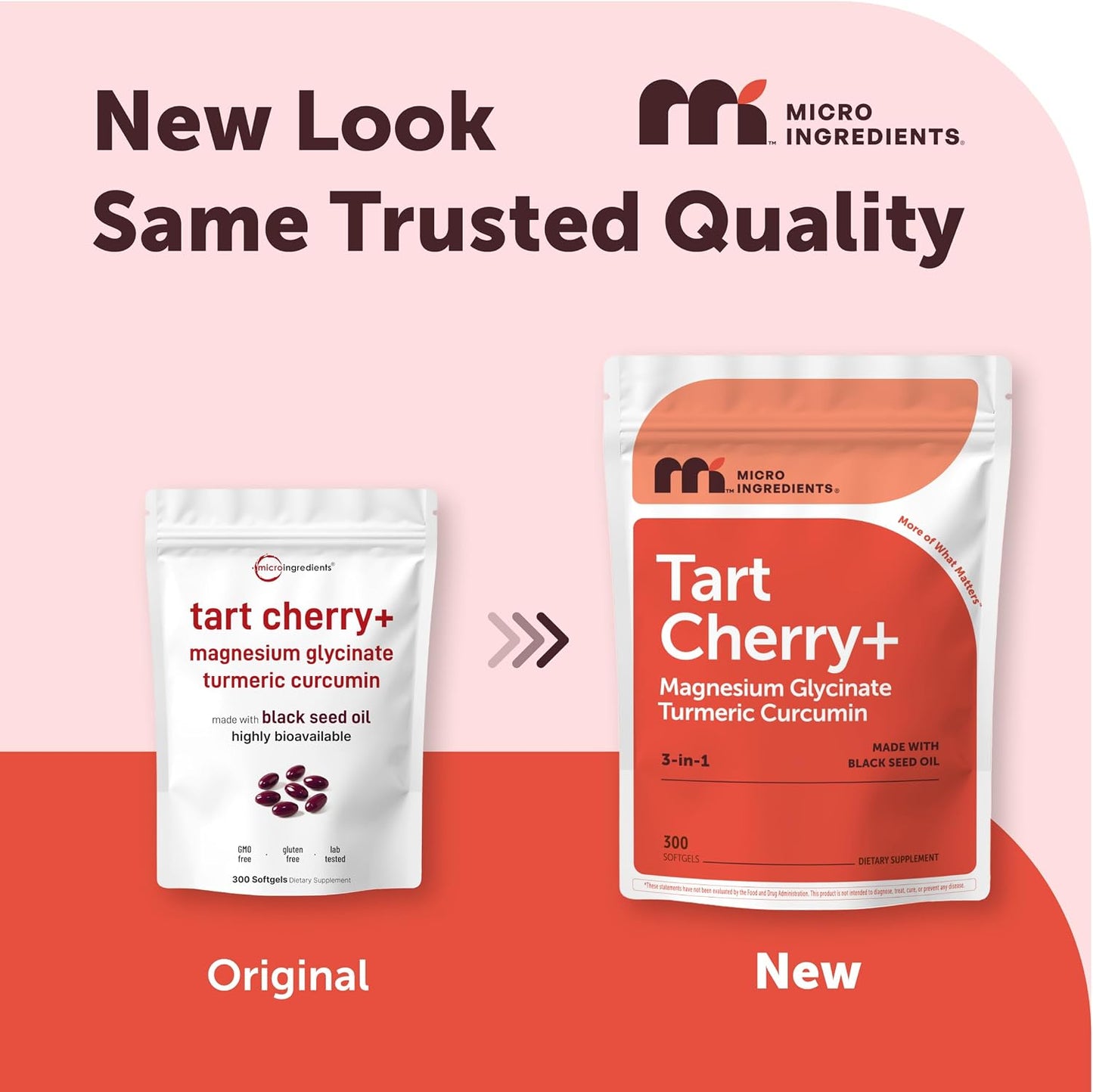Tart Cherry+ with Magnesium Glycinate & 95% Turmeric Curcumin, 300 Softgels | Made with Black Seed Oil | Tart Cherry Extract Supplement | 3-in-1 Herbal & Mineral Complex | Non-GMO, Gluten Free