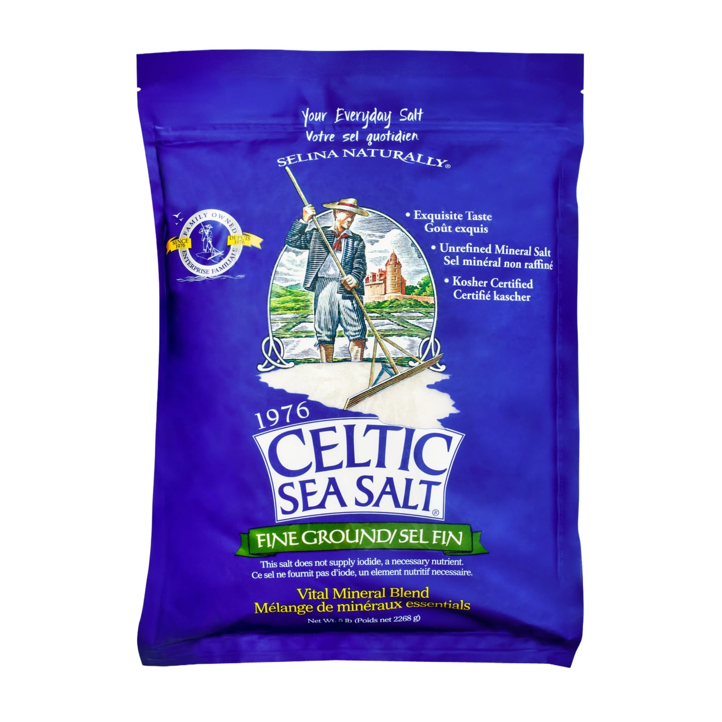 Celtic Sea Salt Fine Ground – Unrefined Mineral Salt, Sustainably Harvested, GMP Certified, Lab Tested – Baking, Cooking, Hydration, Everyday Use – 1 lb Resealable Bag