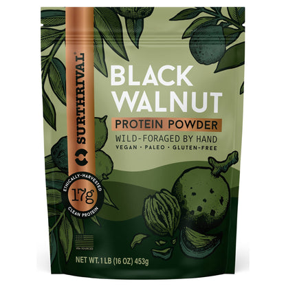 Surthrival: Black Walnut Protein Powder, Wild-Foraged, Ethically-Harvested, 17g Protein
