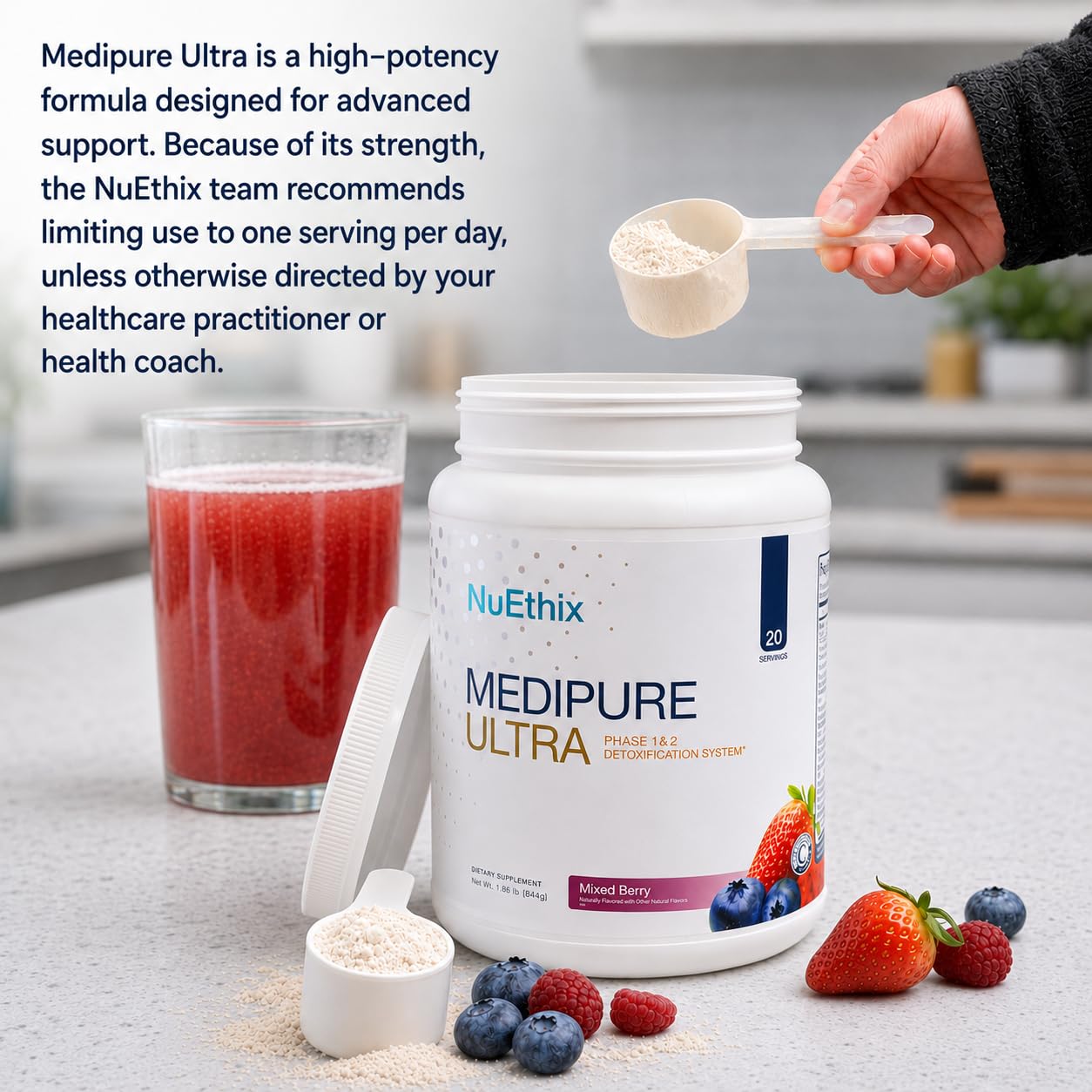 NuEthix Formulations Medipure DS with Pea Protein Powder 19g, Phase 1 & 2 Detoxification System, Supports the Body’s Natural Detoxification Process, Vanilla Wafer (Non-Caffeinated), 20 Servings