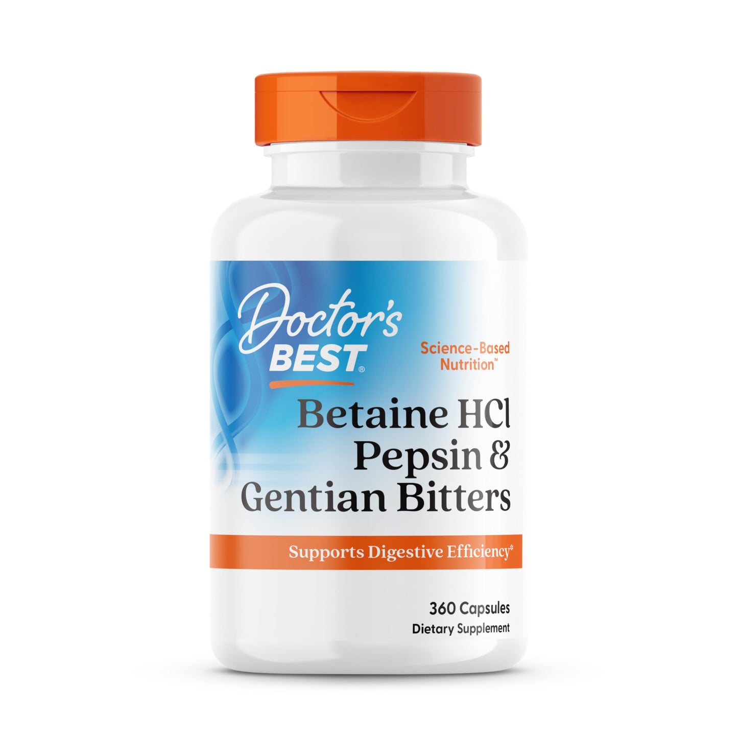 Doctor's Best Betaine HCI Pepsin & Gentian Bitters, Digestive Enzymes for Protein Breakdown & Absorption, Non-GMO, Gluten Free, 120 Caps, Original Version