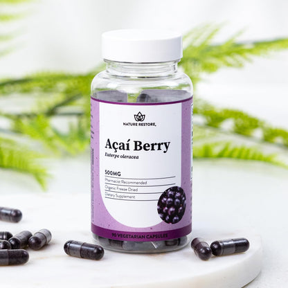 Nature Restore Organic Acai Berry Supplement, Freeze Dried, 90 Acai Berry Capsules, Non GMO, Gluten Free, Vegan