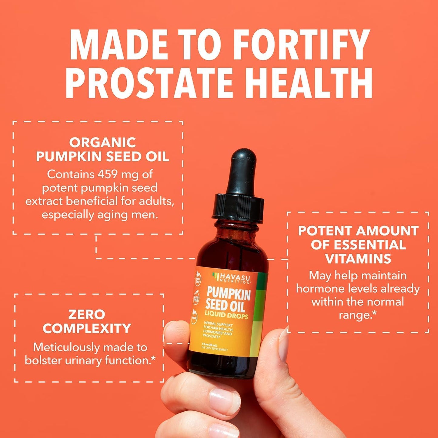 Organic Pumpkin Seed Oil Cold-Pressed, USDA Certified, Unflavored, 1 Fl Oz | Vegan, Non-GMO Pumpkin Seed Liquid Drops for Men and Women, Hair Health, Hormone Balance, and Prostate Health, 2-Month Supply