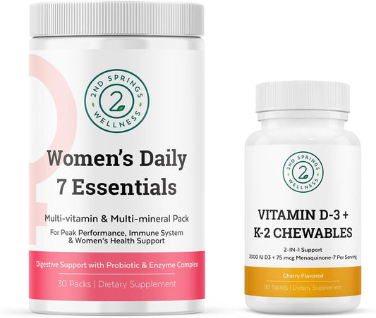 Women's Daily 7 Essentials & Vitamin D3 + K2 Chewables Bundle