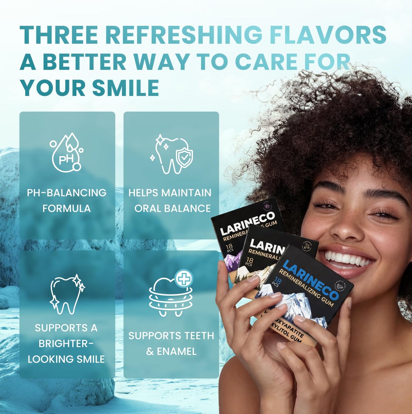 Larineco Remineralizing Gum with Nano Hydroxyapatite & Xylitol – Sugar-Free Xylitol Gum – Plastic-Free, Dye-Free, Aspartame-Free – Natural Base – 36 Pieces, Mastic Mint