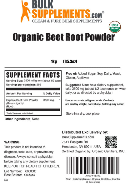 BULKSUPPLEMENTS.COM Organic Beet Root Powder - Beet Powder Organic, Beetroot